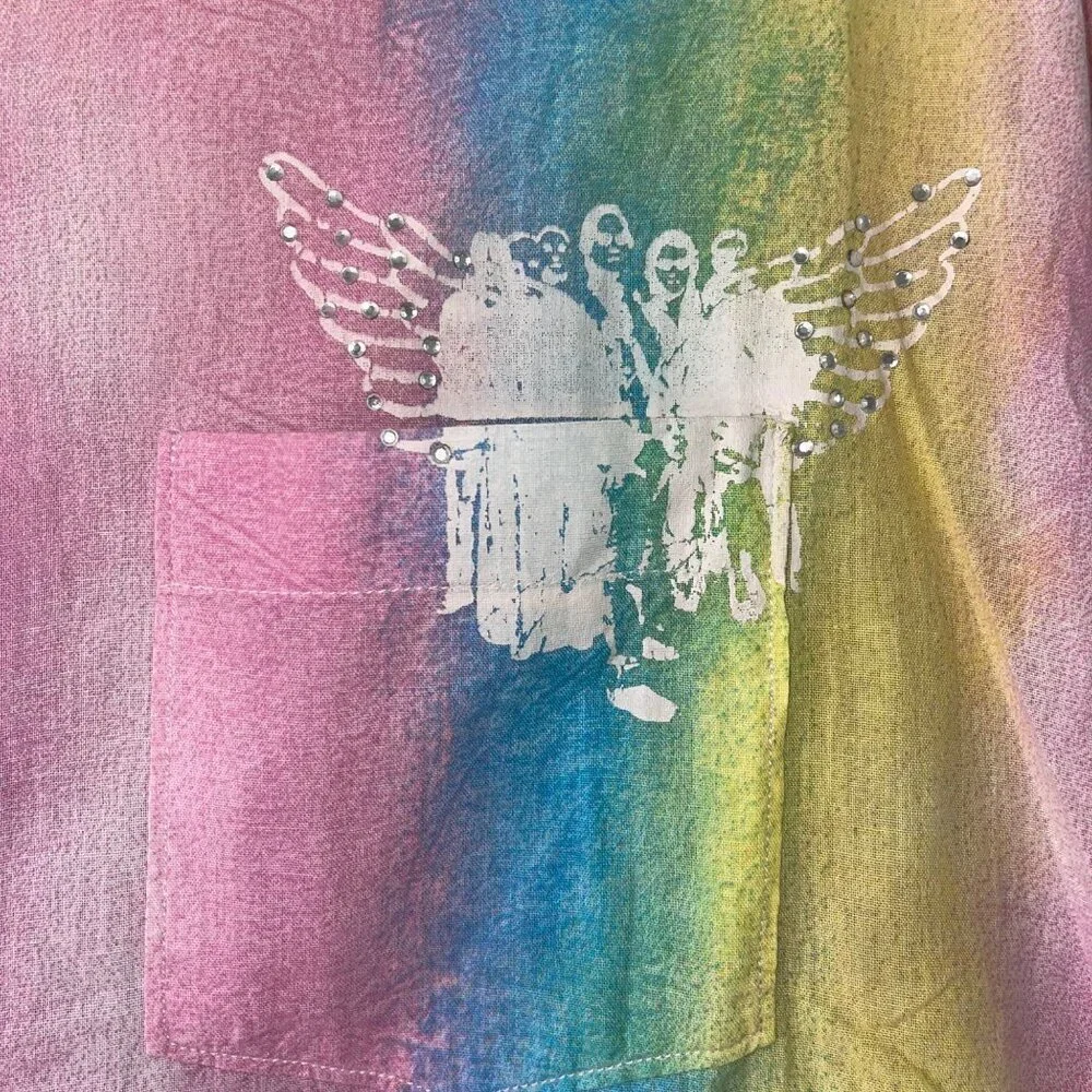 Eight X Mens Shirt Size XXL Multicolor Custom Angel Wing Graphics And Crystal - Picture 3 of 10